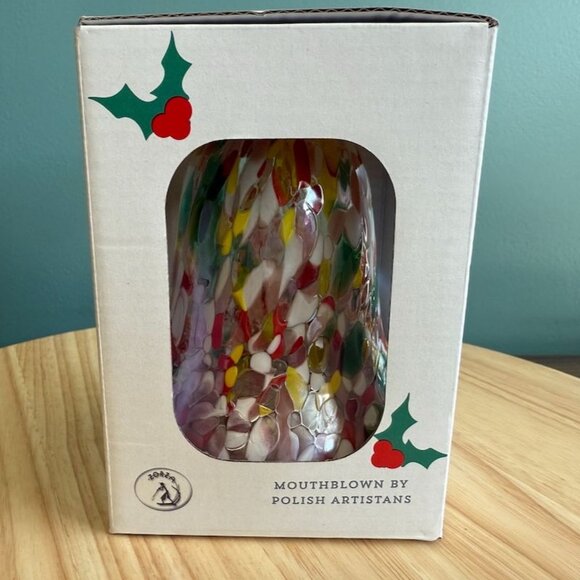 Handmade Zorza Polish Handblown Glass Bell Ornament Colorful Confetti Design NIB - Picture 10 of 13